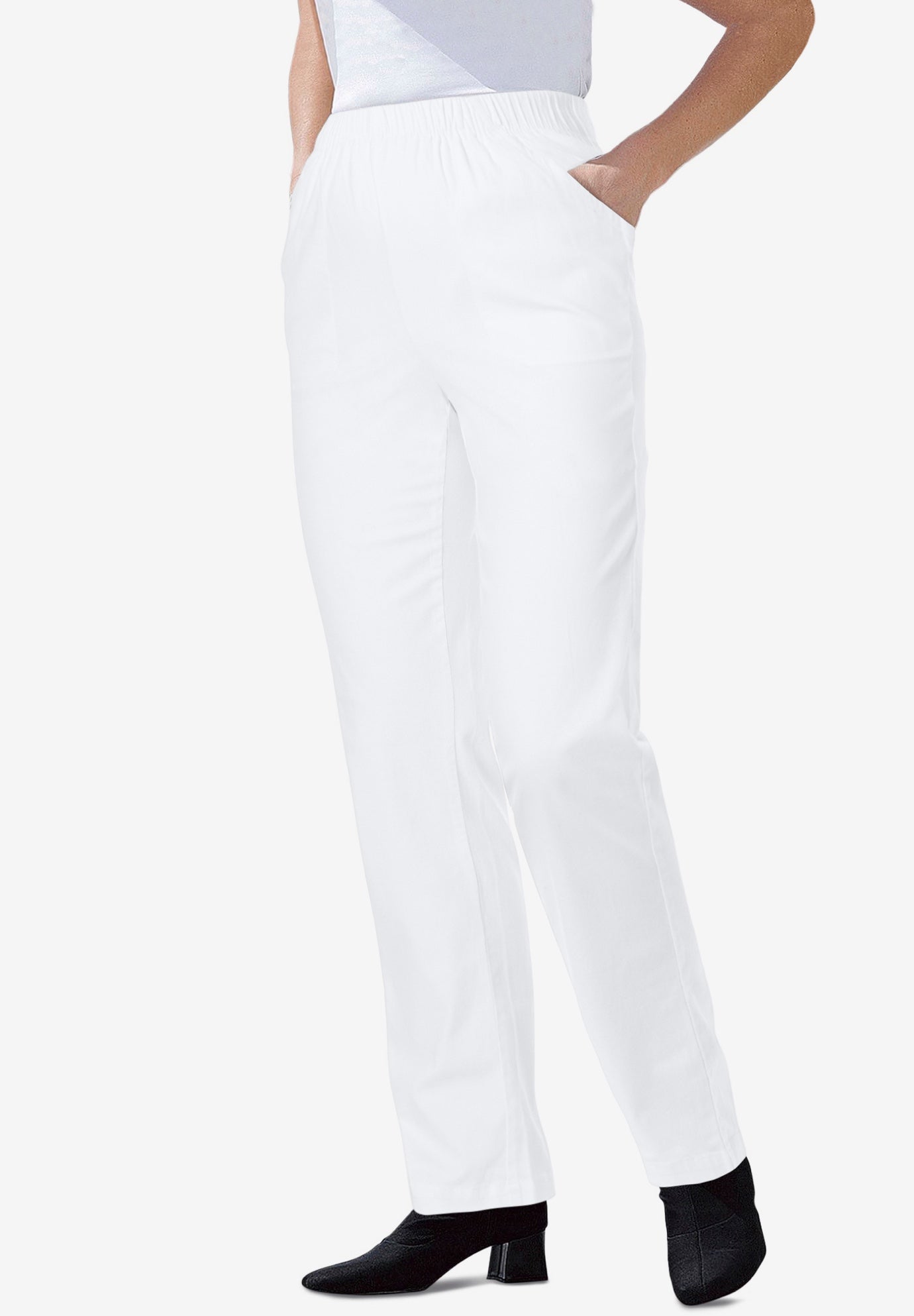 Straight Leg Fineline Pull-On Stretch Denim Jeans image number 2