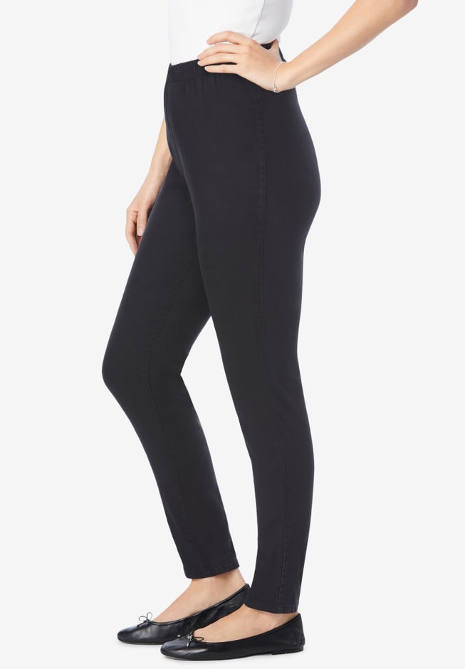 Pull-On Elastic-Waist Stretch Fineline Denim Jeans image number 2