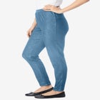 Pull-On Elastic-Waist Stretch Fineline Denim Jeans image number null