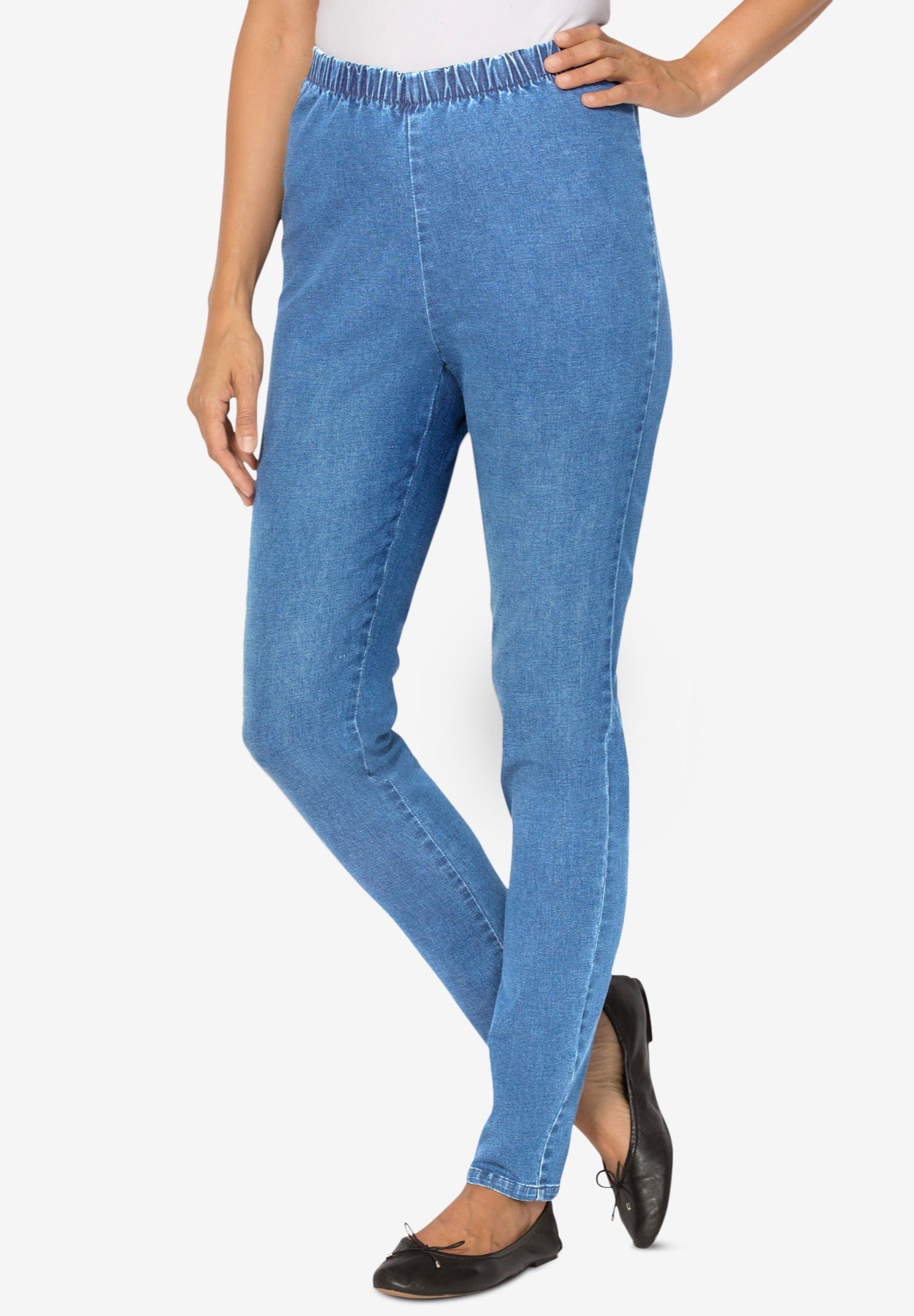 Pull-On Elastic-Waist Stretch Fineline Denim Jeans image number 0