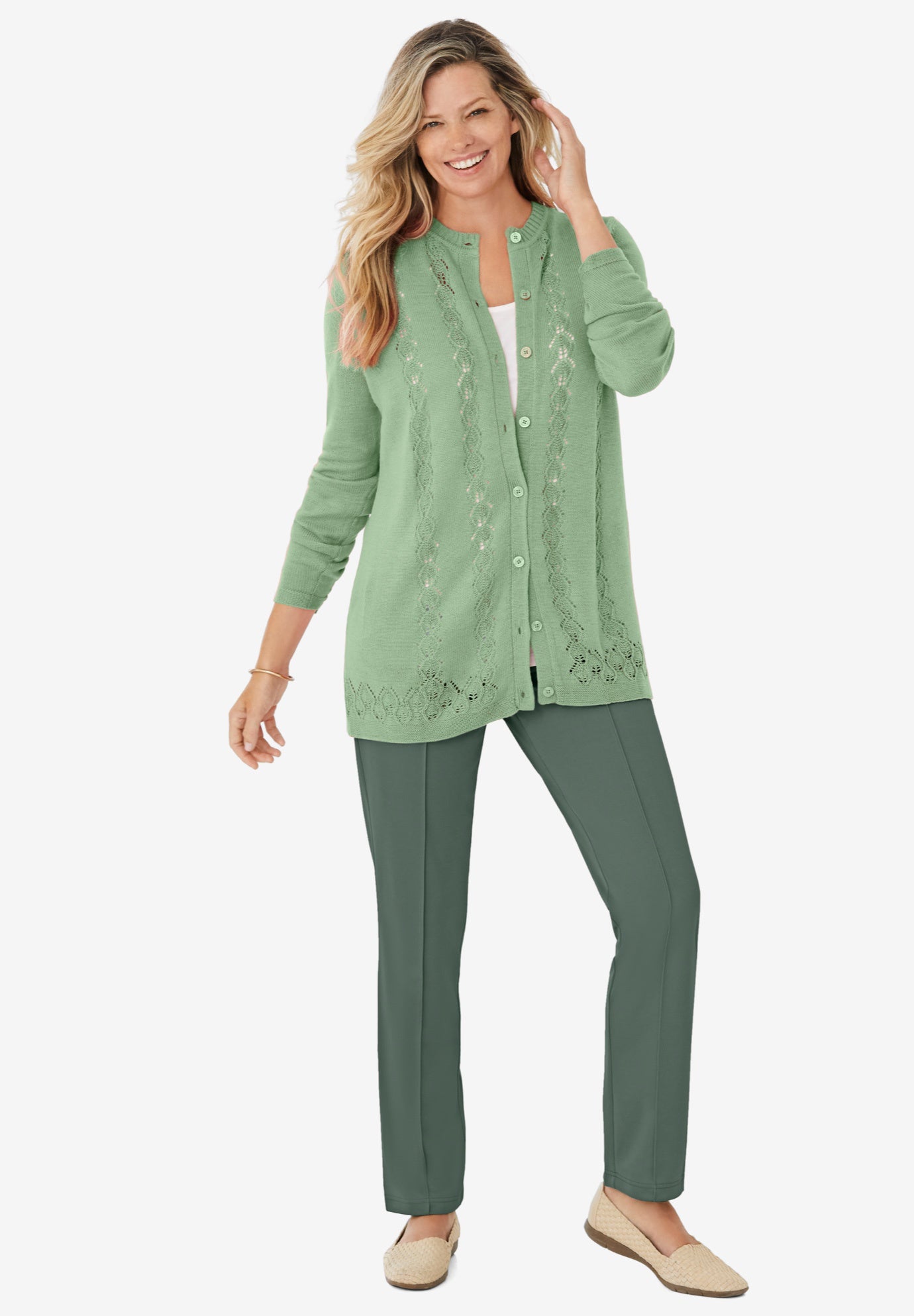 Knit Hassle-Free Pull-On Elastic-Waist Pants image number 3