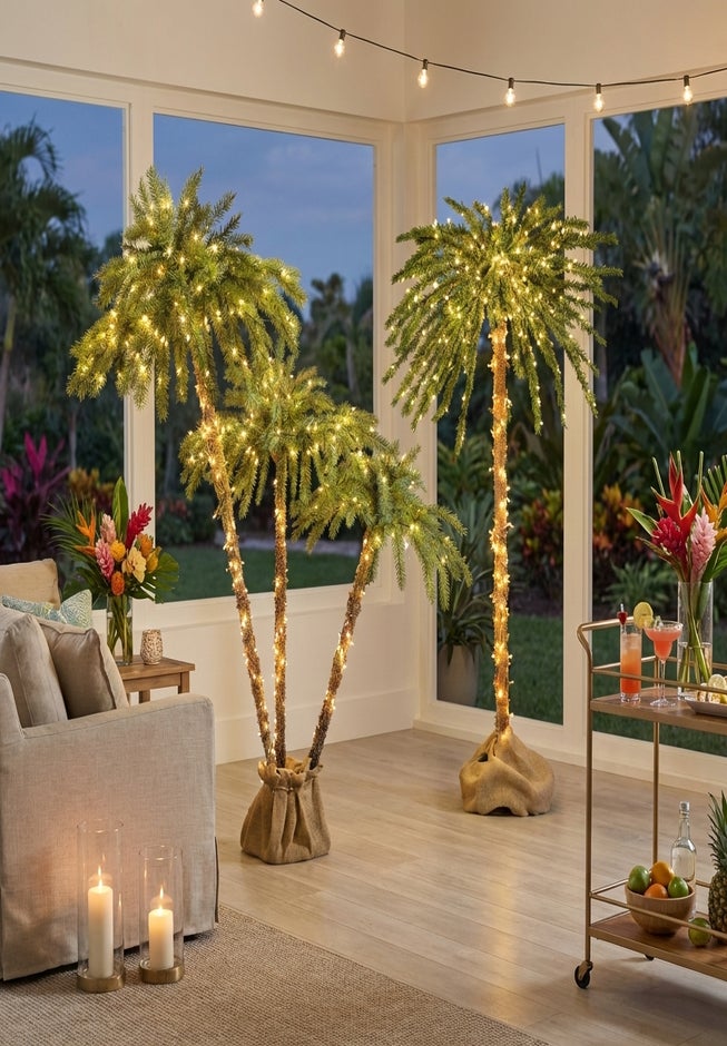 6 Ft. Pre-Lit Three-Branch Palm Tree image number 5