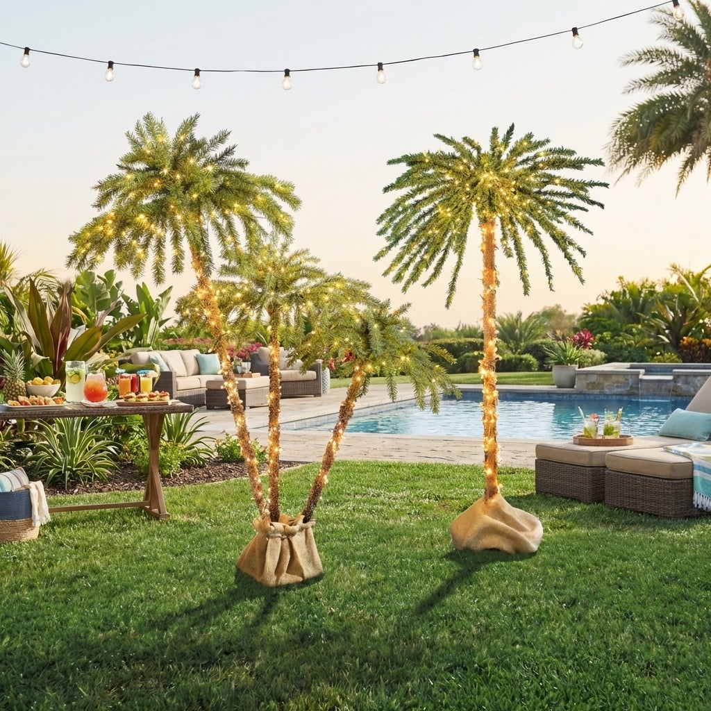 6 Ft. Pre-Lit Three-Branch Palm Tree image number 6