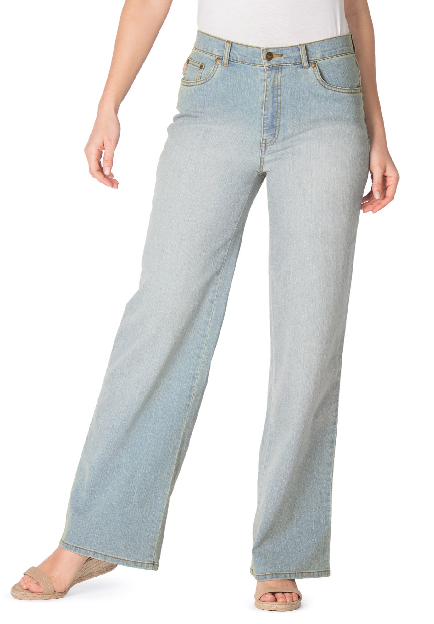 Stretch Denim Wide-Leg Five-Pocket Jeans image number 0