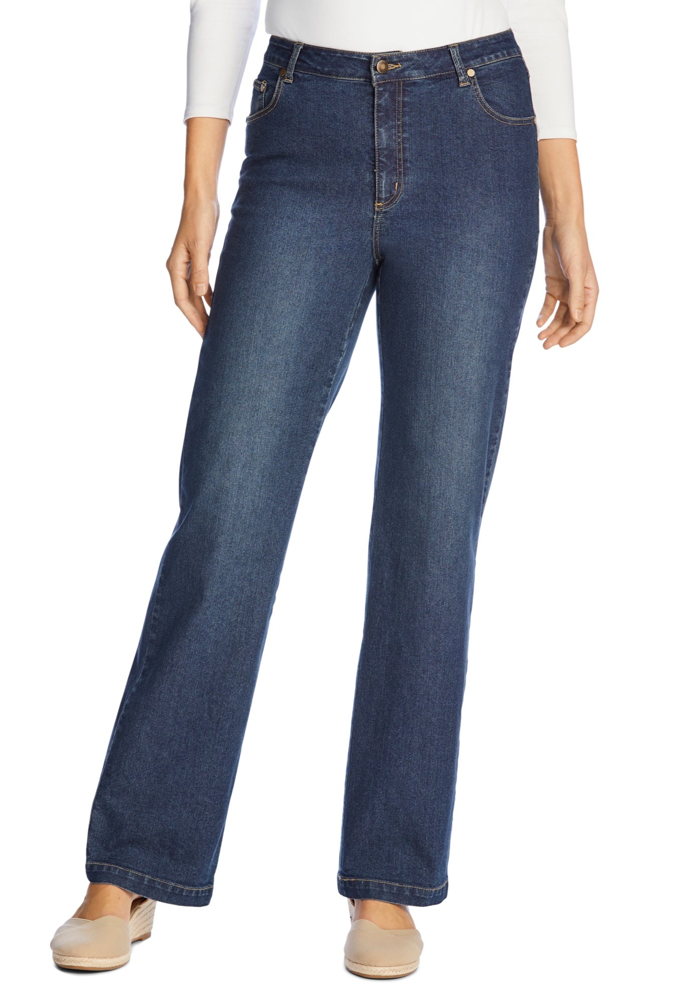 Stretch Denim Wide-Leg Five-Pocket Jeans image number 1