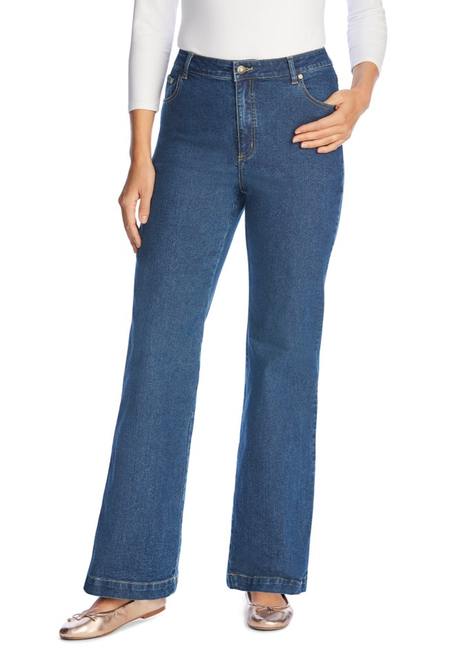 Stretch Denim Wide-Leg Five-Pocket Jeans image number 2