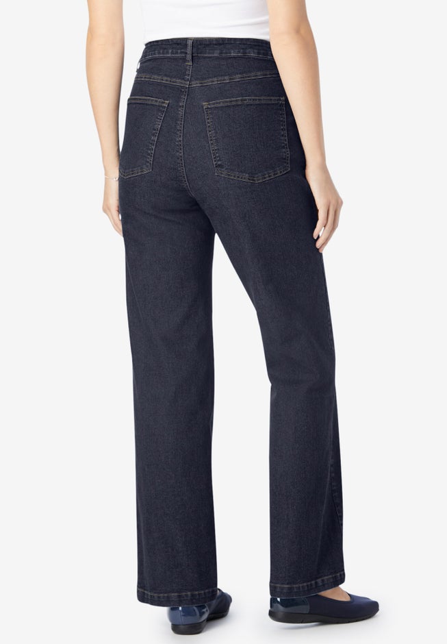 Stretch Denim Wide-Leg Five-Pocket Jeans image number 1