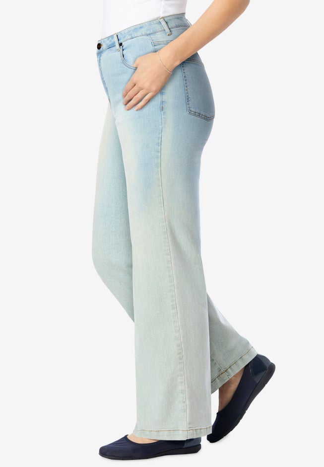 Stretch Denim Wide-Leg Five-Pocket Jeans image number 2