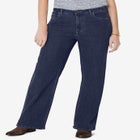 Stretch Denim Wide-Leg Five-Pocket Jeans image number null