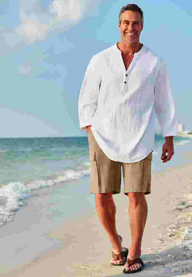 Full Elastic Waist Gauze Cargo Shorts image number 4