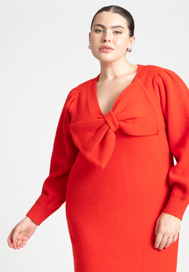 Bow Sweater Mini Dress image number null