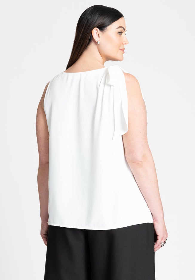 Shoulder Tie Boat Neck Top image number 1