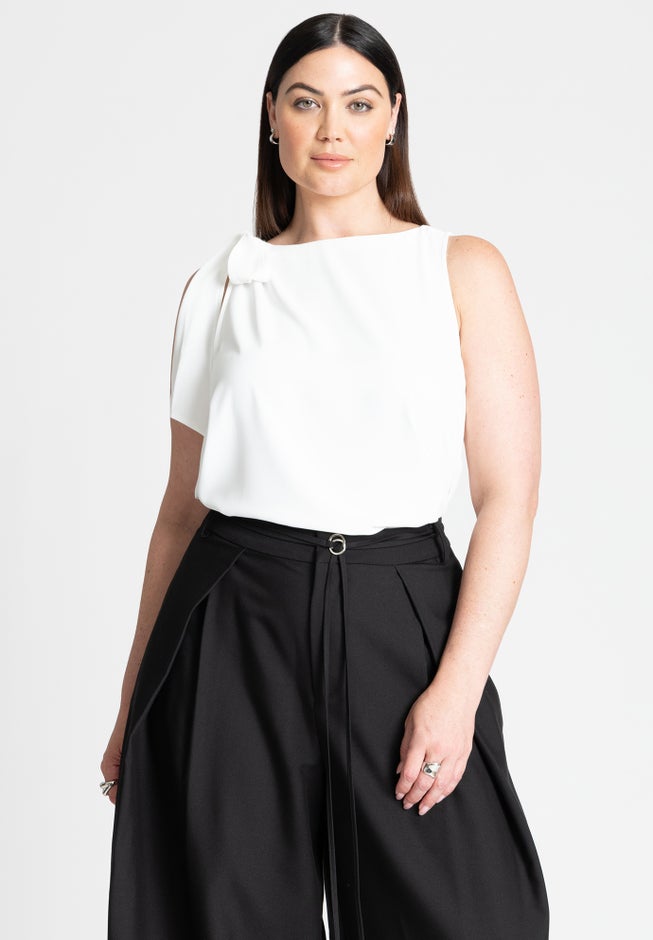 Shoulder Tie Boat Neck Top image number 0