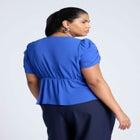 Shirred Sleeve Top With Buttons image number null