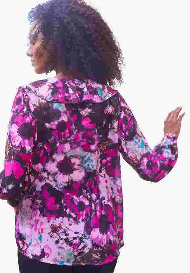 Ruffle Front Blouson Sleeve Blouse image number 1