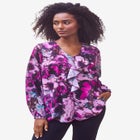 Ruffle Front Blouson Sleeve Blouse image number null