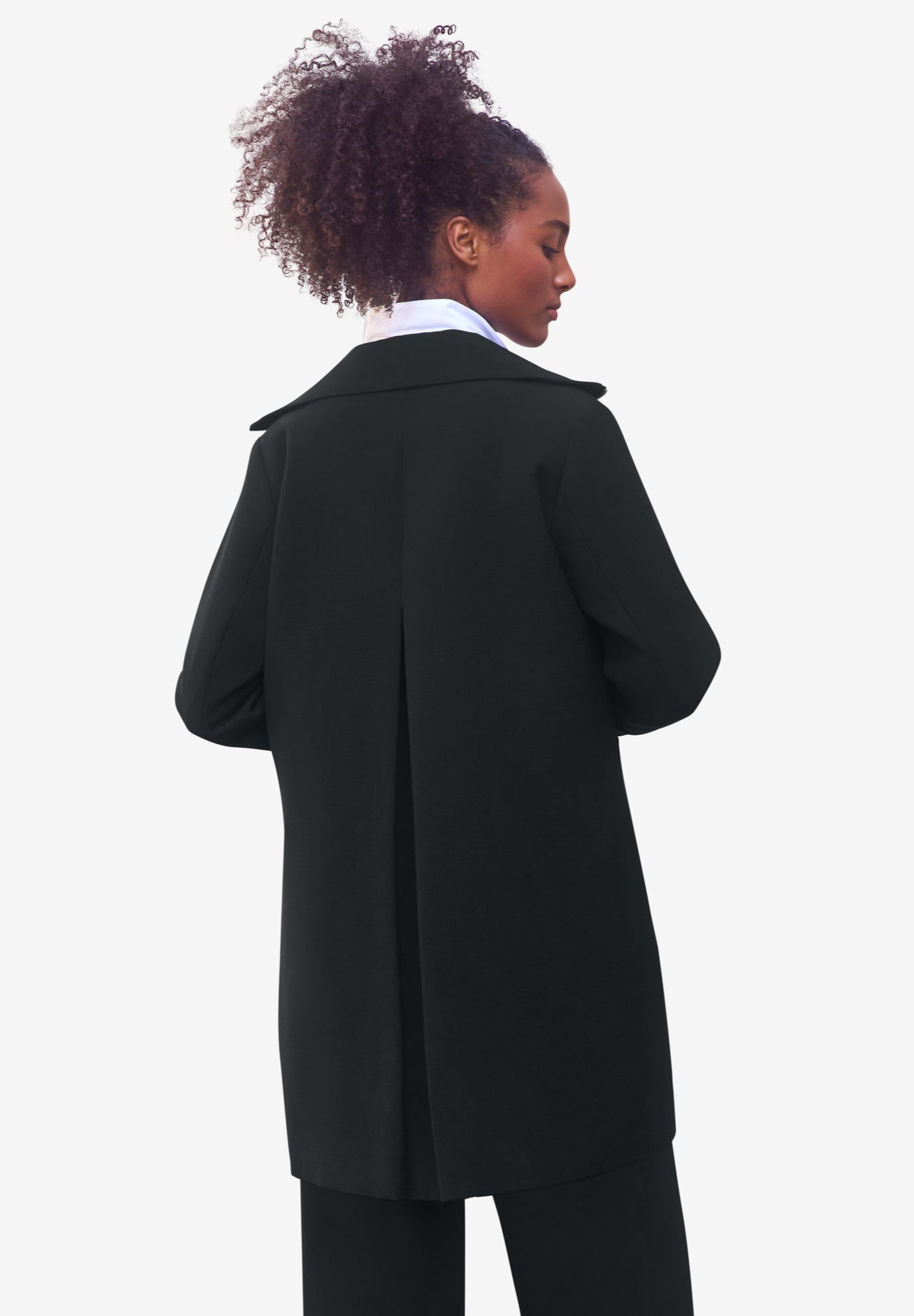 Stretch Crepe Zip Front A Line Back Pleat Coat image number 1