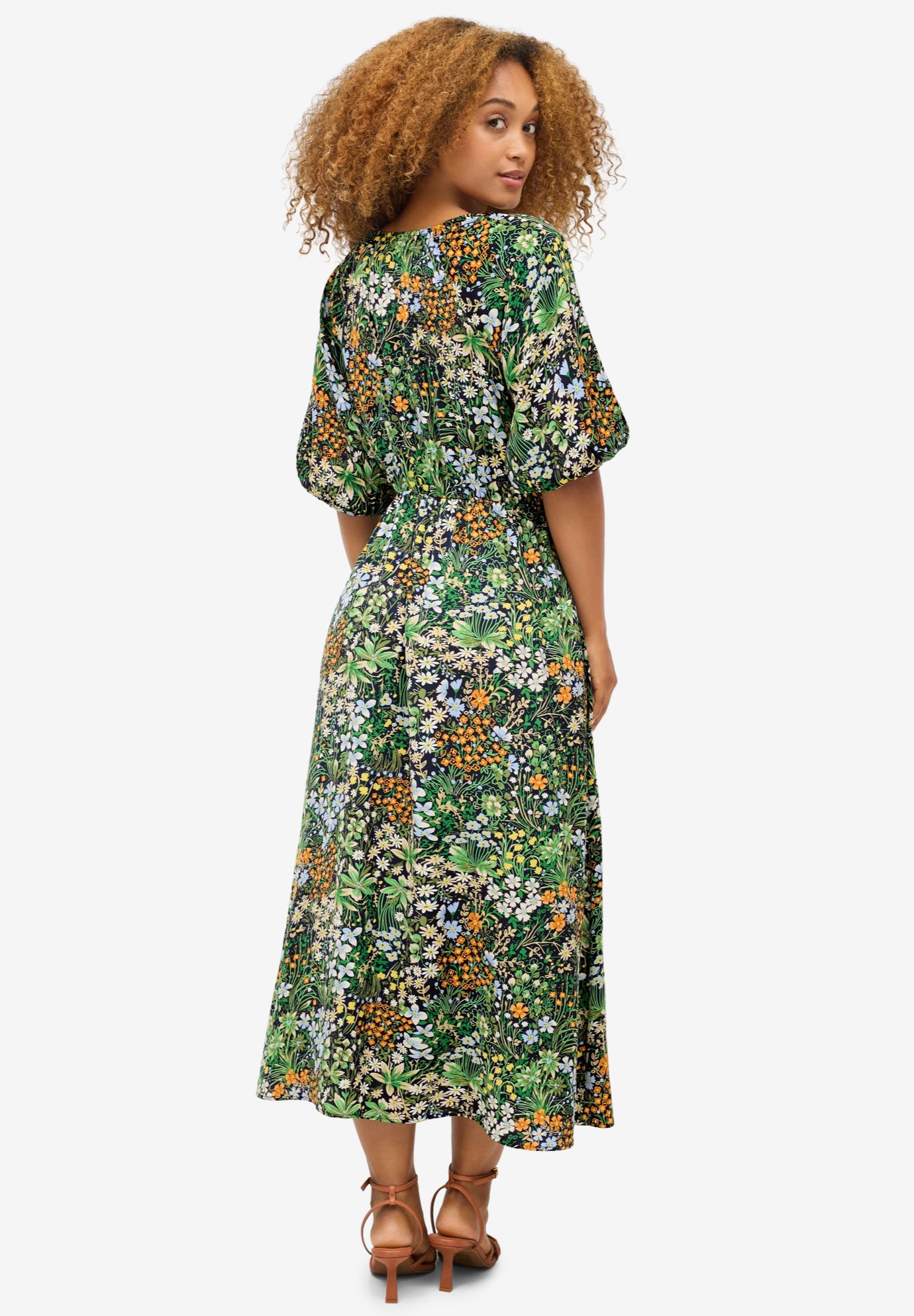 Satin Keyhole Empire Midi Dress image number 1