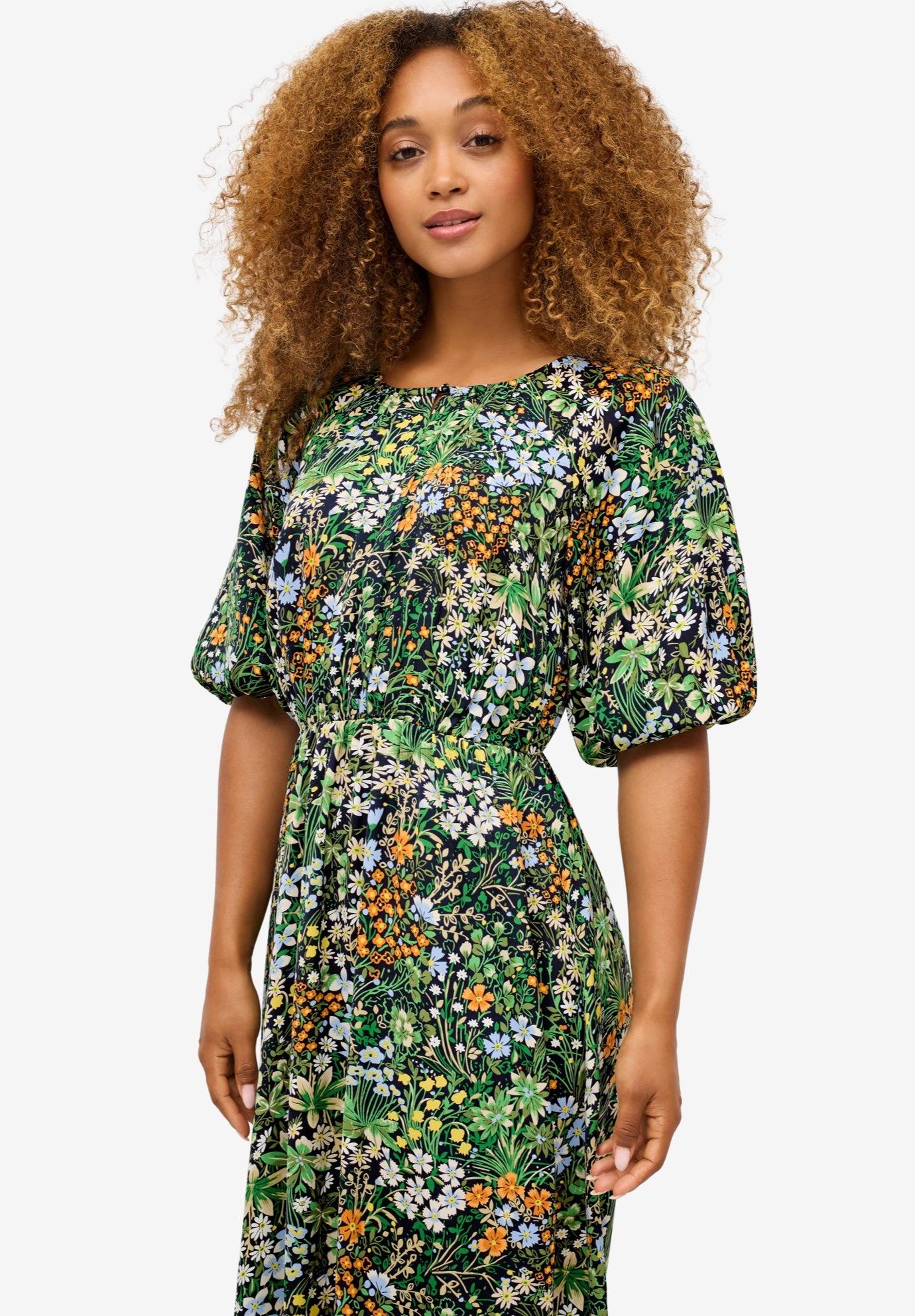 Satin Keyhole Empire Midi Dress image number 3