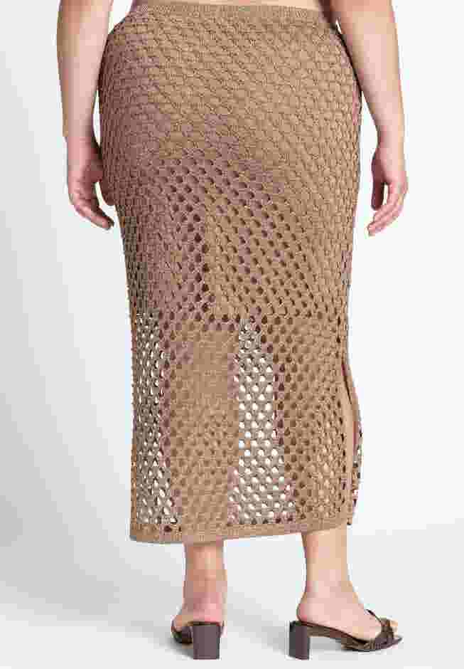 Metallic Open Knit Midi Skirt image number 2