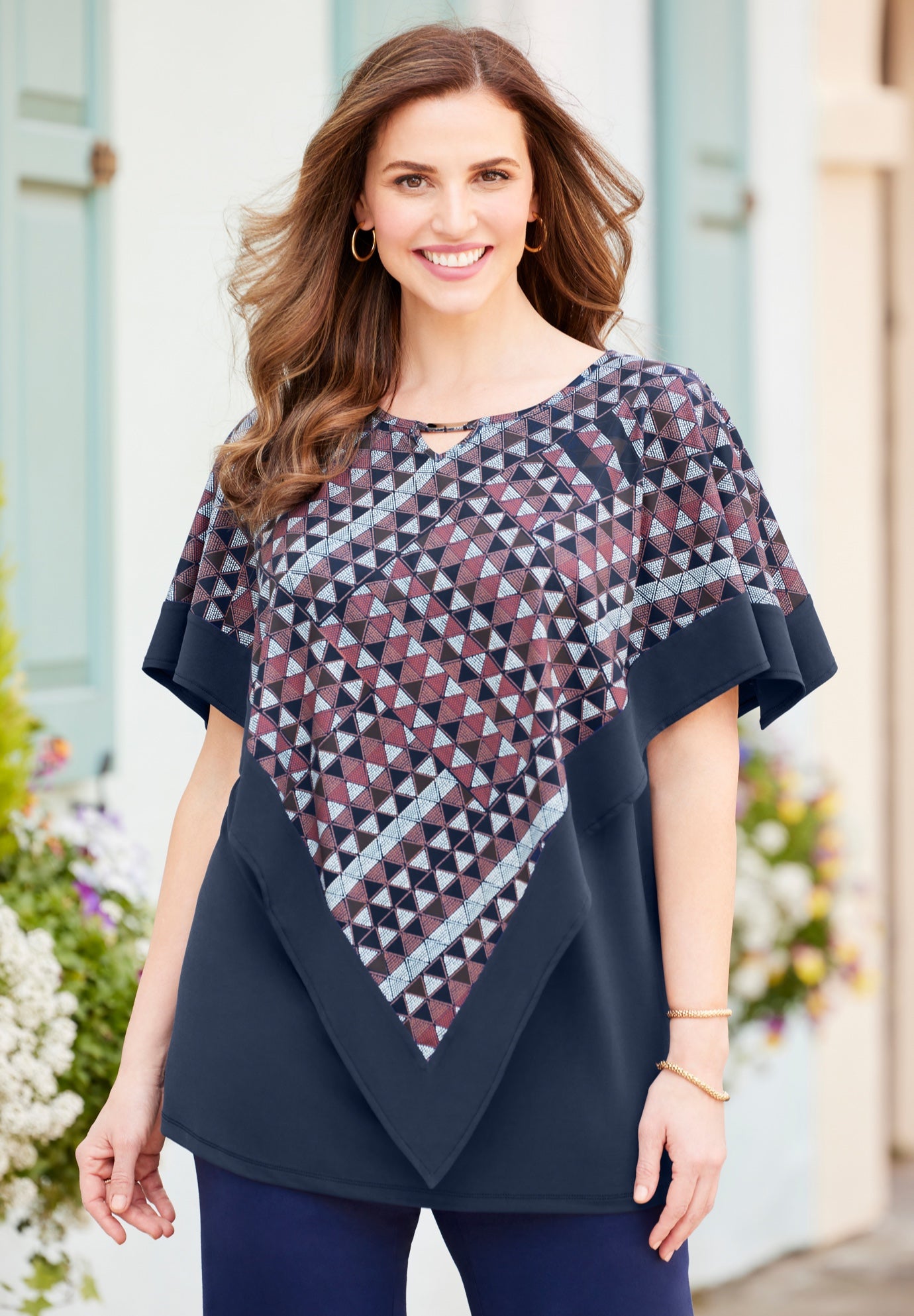 AnyWear Poncho Overlay Duet Top image number 0