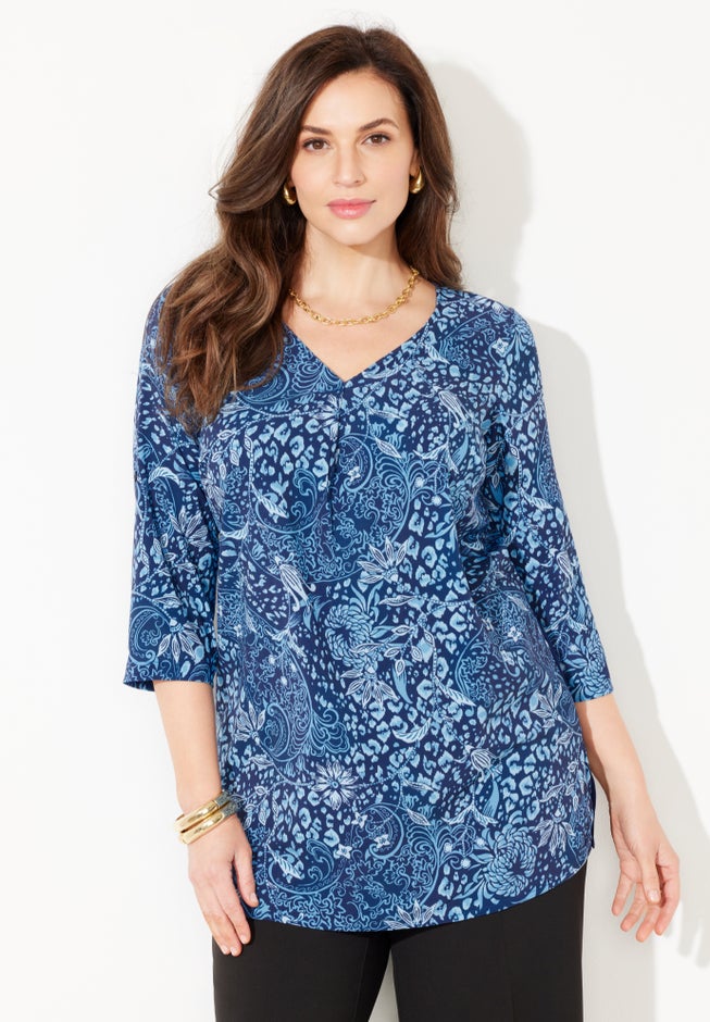 V-Neck Pleated Tunic image number 0