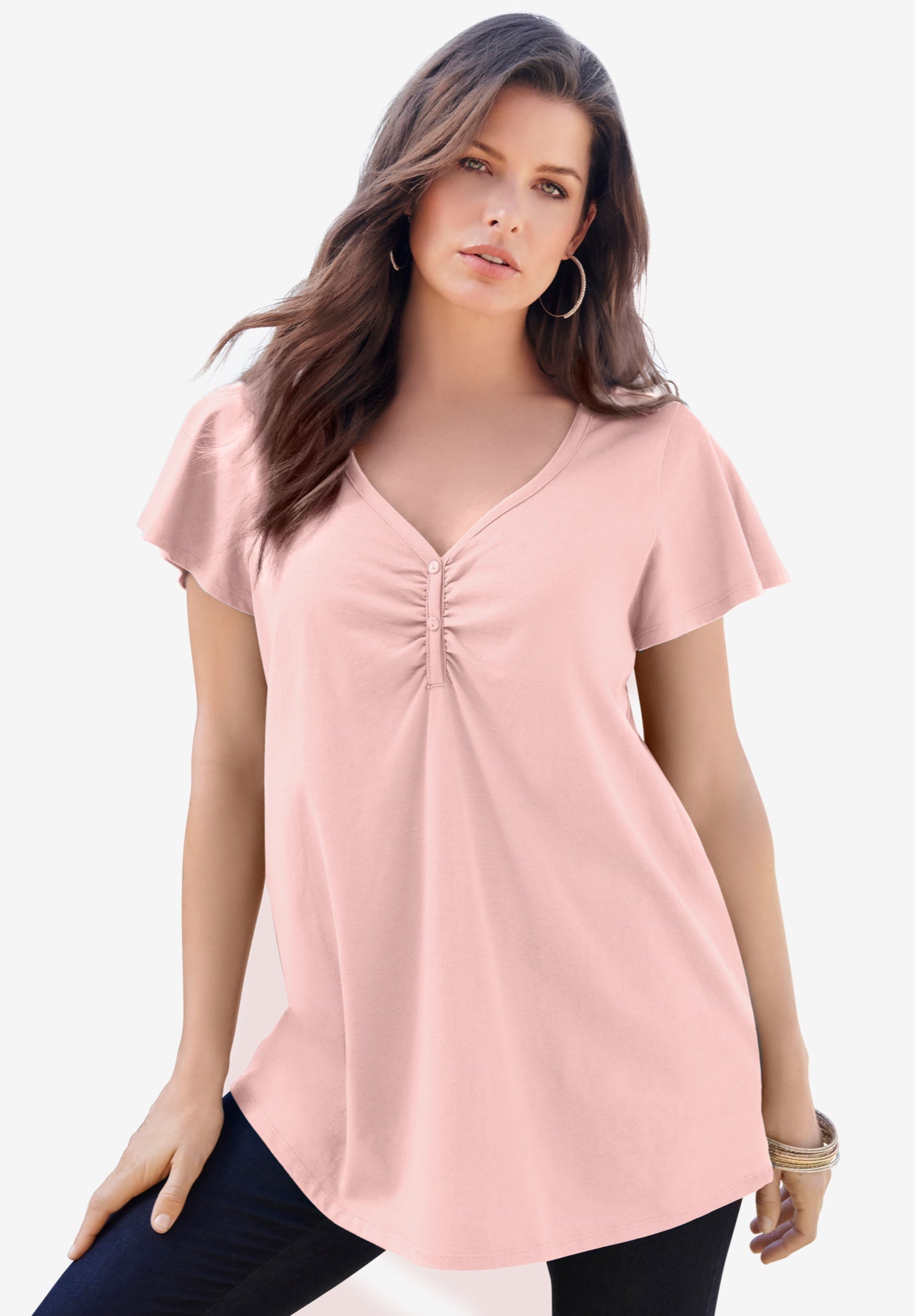 Plus Size Cotton Ultimate Flutter Sleeve Sweetheart Tee image number 0