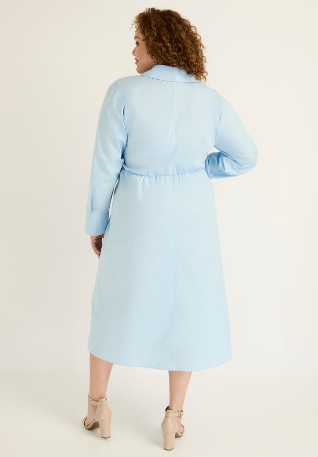 Collared Midi Wrap Dress image number null