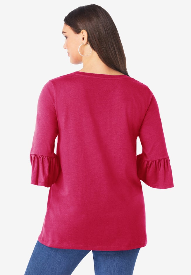 Plus Size Cotton Ultimate Bell Sleeve Tee image number 1