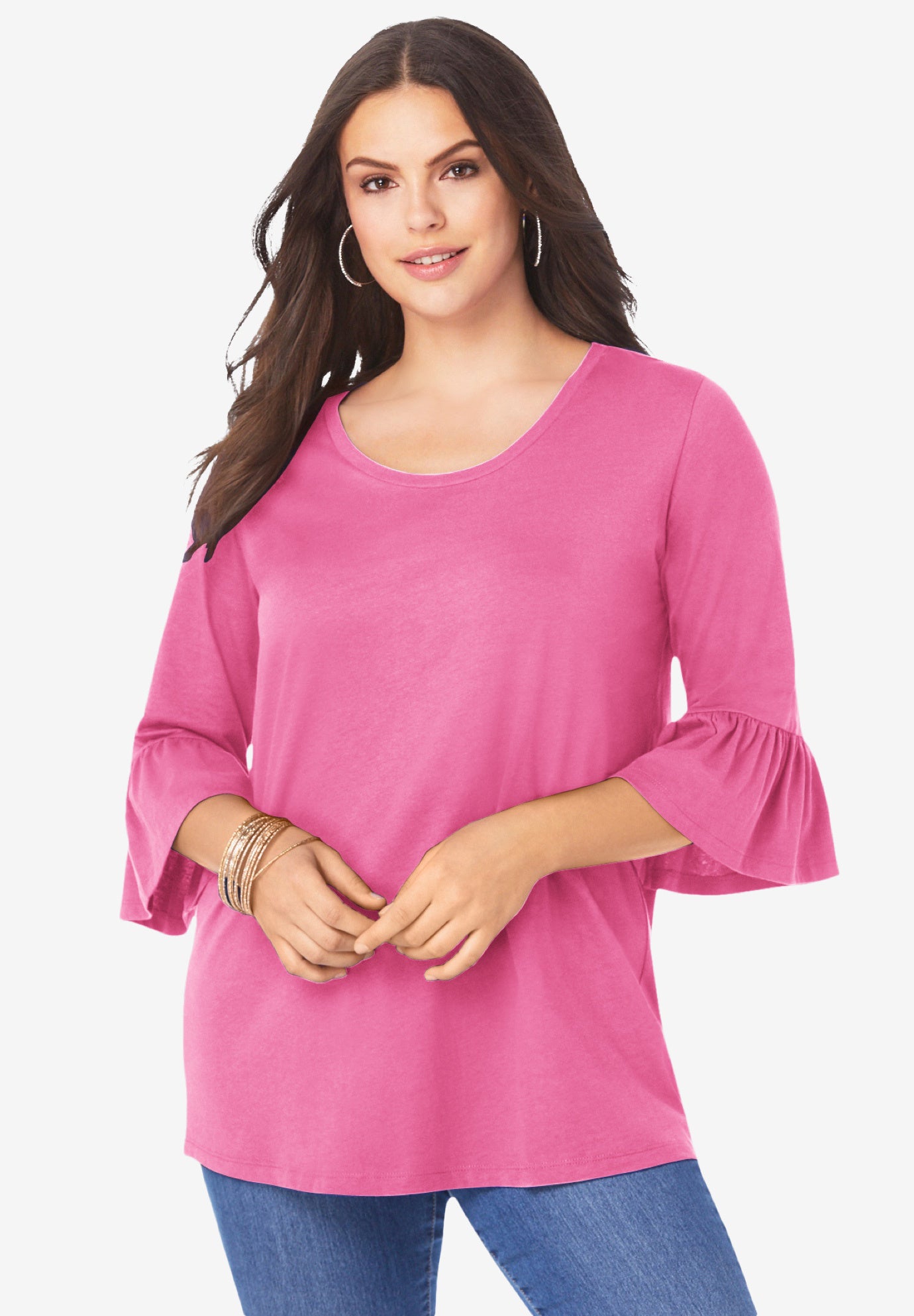 Plus Size Cotton Ultimate Bell Sleeve Tee image number 0
