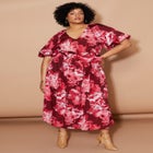 Raglan Puff-Sleeve Midi Dress image number null