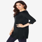 Plus Size Cotton Ultimate Boatneck Tunic with Side Slits image number null