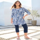Plus Size Cotton Ultimate Boatneck Tunic with Side Slits image number null