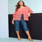 Plus Size Chambray Wide Leg Capri Pant image number null