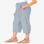 Plus Size Chambray Wide Leg Capri Pant image number null