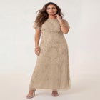 Plus Size Beaded Capelet Maxi Gown &ndash; Glam Evening Dress image number null