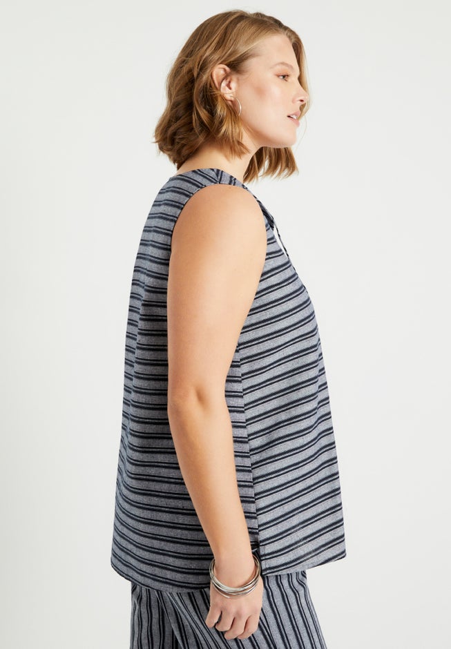 High-Low Linen-Blend Tank Top image number 2