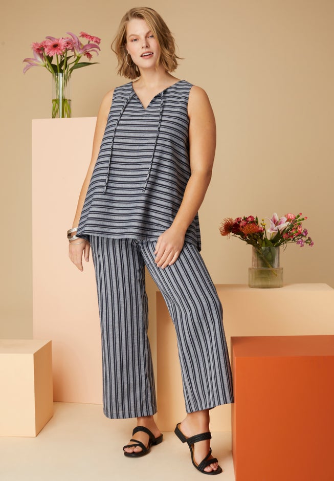 High-Low Linen-Blend Tank Top image number 0