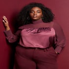 Satin Mockneck Blouse image number null