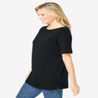 Perfect Cuffed Elbow-Sleeve Boat-Neck Tee image number 2