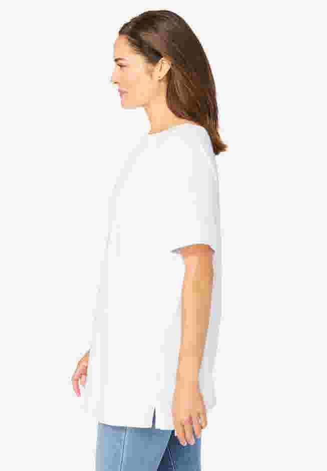 Perfect Cuffed Elbow-Sleeve Boat-Neck Tee image number 2