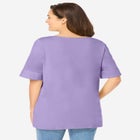 Perfect Cuffed Elbow-Sleeve Boat-Neck Tee image number 1