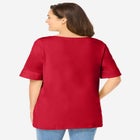 Perfect Cuffed Elbow-Sleeve Boat-Neck Tee image number 1