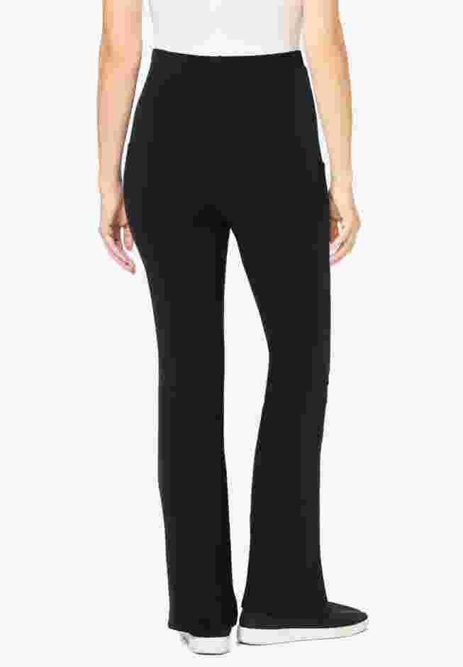 Womens Plus-Size Stretch-Cotton Knit Pull-On Bootcut Pocket Leggings image number 1