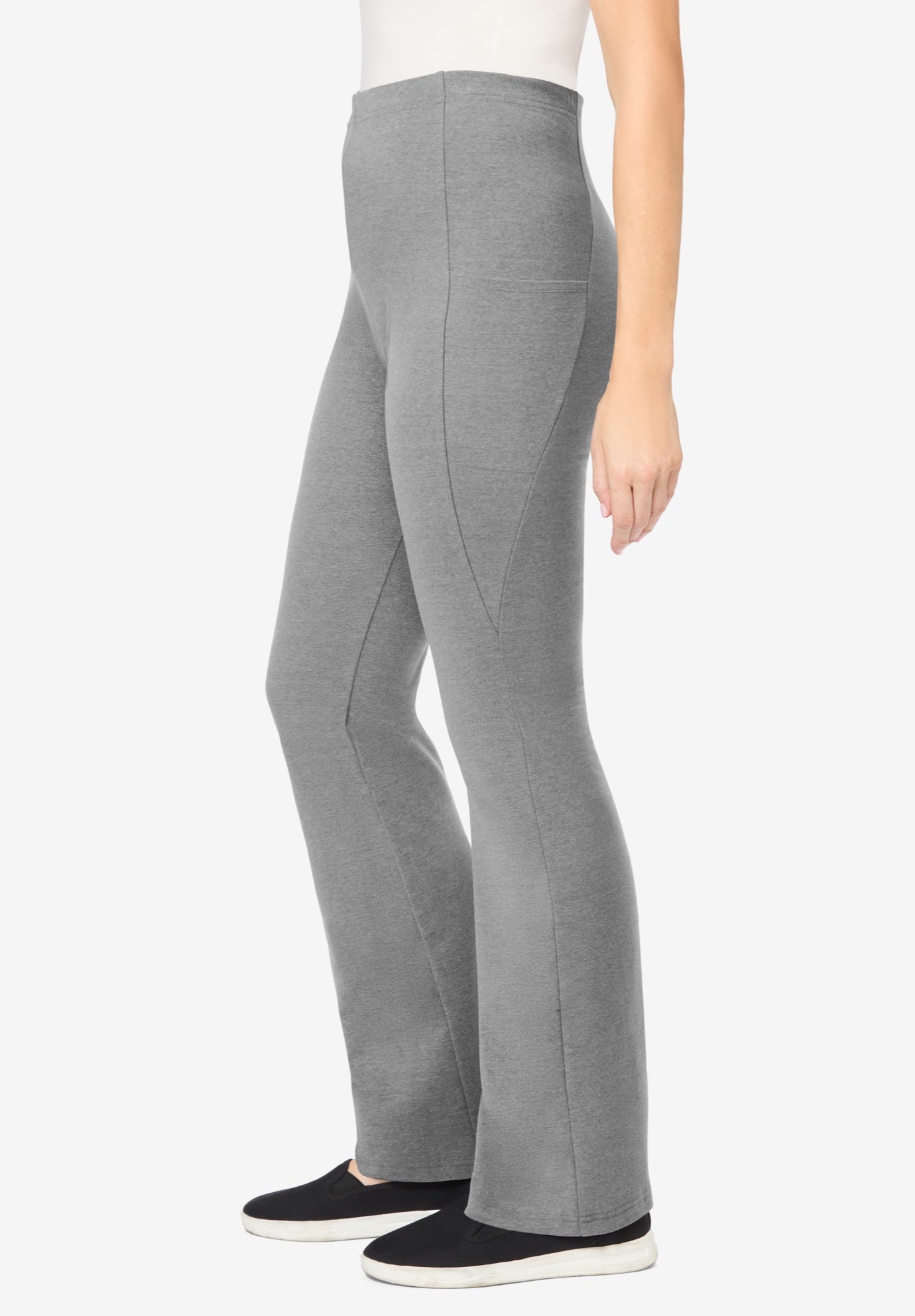 Stretch-Cotton Knit Pull-On Bootcut Pocket Leggings image number 2