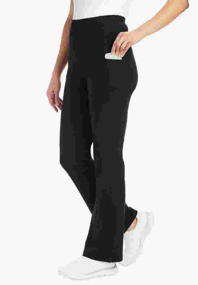 Womens Plus-Size Stretch-Cotton Knit Pull-On Bootcut Pocket Leggings image number 0