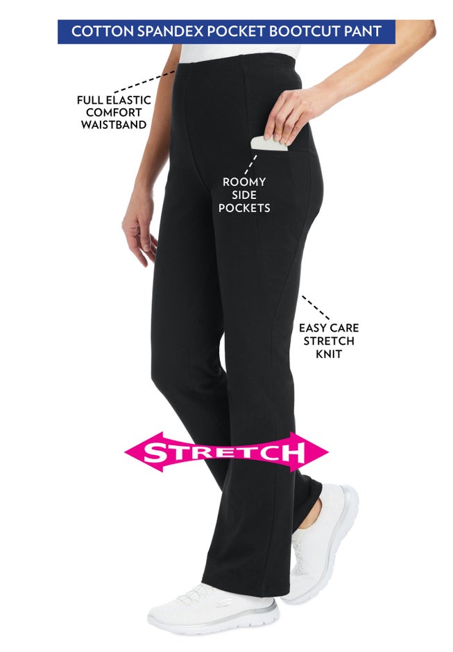 Stretch-Cotton Knit Pull-On Bootcut Pocket Leggings image number 0