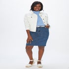 True Fit Stretch Denim Short Skirt image number null