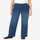 Fineline Stretch Denim Wide-Leg Pull-On Jeans image number null
