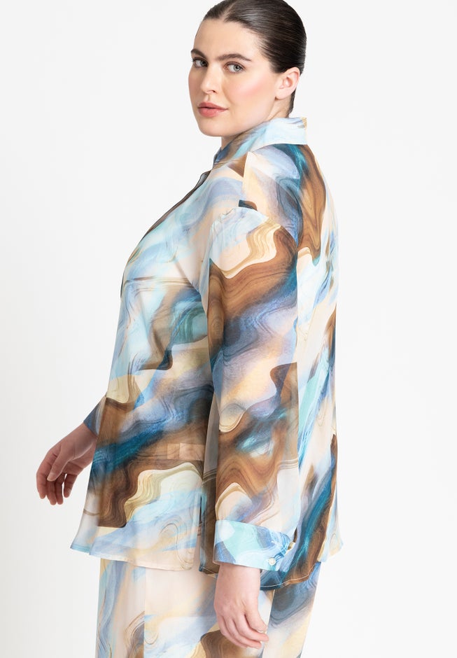 Printed Button Up Top image number null
